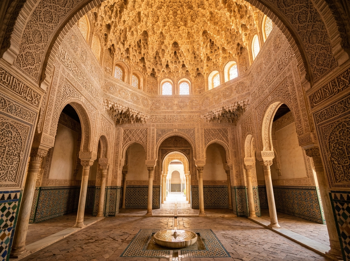 Intricate Moorish interior of Nasrid Palaces